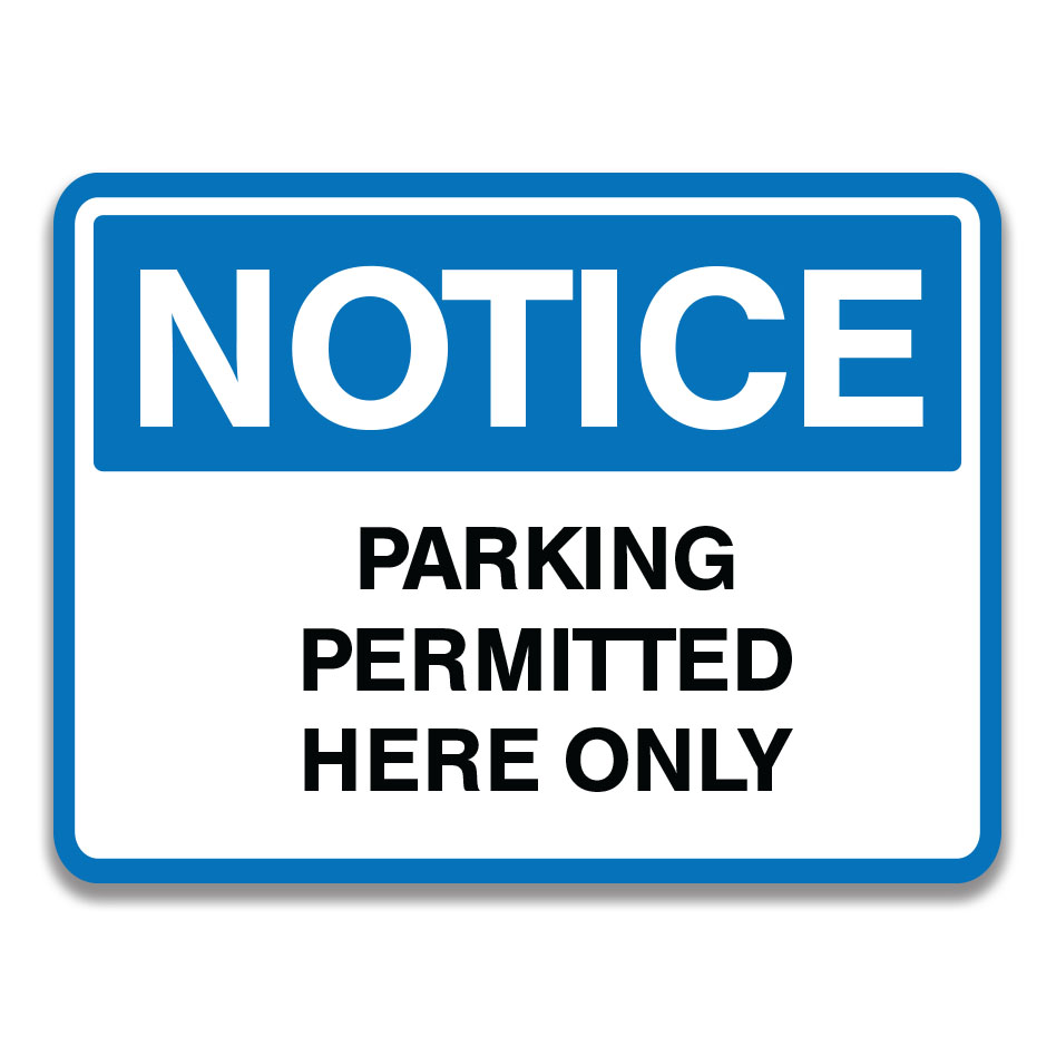 PARKING PERMITTED HERE ONLY SIGN