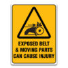 EXPOSED BELT & MOVING PARTS CAN CAUSE INJURY SIGN