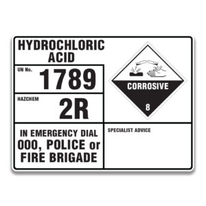 HYDROCHLORIC ACID SIGNS AND LABELS