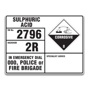 SULPHURIC ACID SIGNS AND LABELS