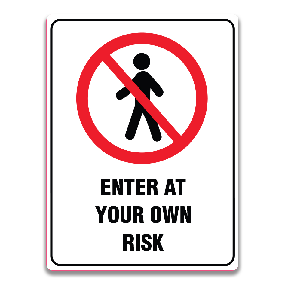 Caution Enter At Your Own Risk Signs - 2 Pack Reflective Aluminum Safety Signs | Weatherproof Warning Signs