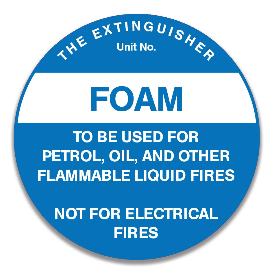Blue and White Fire Extinguisher Signage