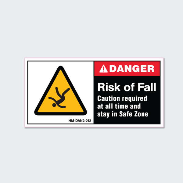 High Risk Fall Label DANGER RISK OF FALL - HEAVY MACHINERY - Safety Sign and Label