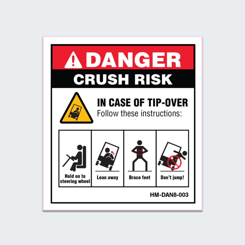 DANGER CRUSH RISK - HEAVY MACHINERY - Safety Sign and Label