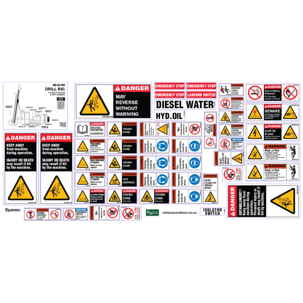 Control Panel Rig. Sign DRILL RIG KIT - HEAVY MACHINERY - Safety Sign and Label